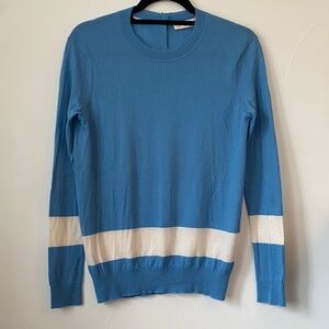 Tory Burch 100% Cashmere Blue and White Crewneck Sweater
